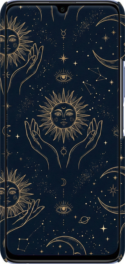 3D пластиковий матовий чехол Celestial Harmony: Sun & Moon Gold Mystic Pattern для Huawei Honor 30 Lite - 6778m-2074 изображение 