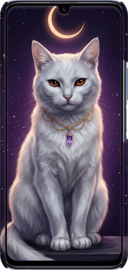 3D пластиковый матовый чехол Mystic White Cat Gothic Dark Purple Gold для Huawei Honor 30 Lite - 6805m-2074 изображение 
