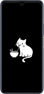 Силиконовый чехол С милым котом на черном фоне для Huawei Honor 30 Lite - 6528u-2074 изображение 