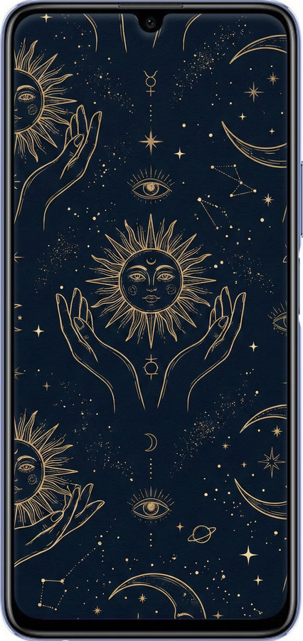 Силиконовый чехол Celestial Harmony: Sun & Moon Gold Mystic Pattern для Huawei Honor 30 Lite - 6778u-2074 изображение 