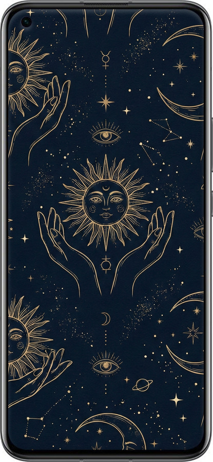 Силиконовый чехол Celestial Harmony: Sun & Moon Gold Mystic Pattern для Huawei Honor 30 - 6778u-1921 изображение 