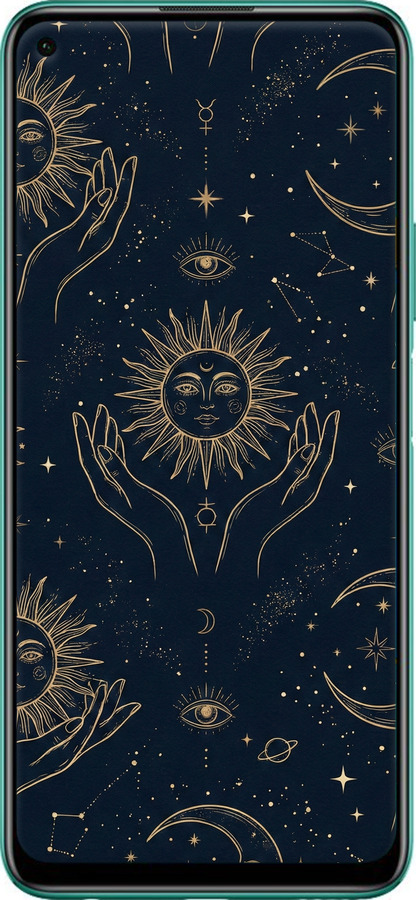 Силиконовый чехол Celestial Harmony: Sun & Moon Gold Mystic Pattern для Huawei Honor 30S - 6778u-1897 изображение 