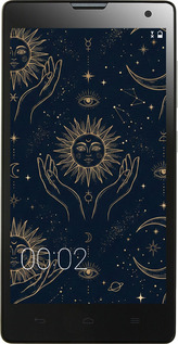 Силиконовый чехол Celestial Harmony: Sun & Moon Gold Mystic Pattern для Huawei Honor 3C - 6778u-307 изображение 