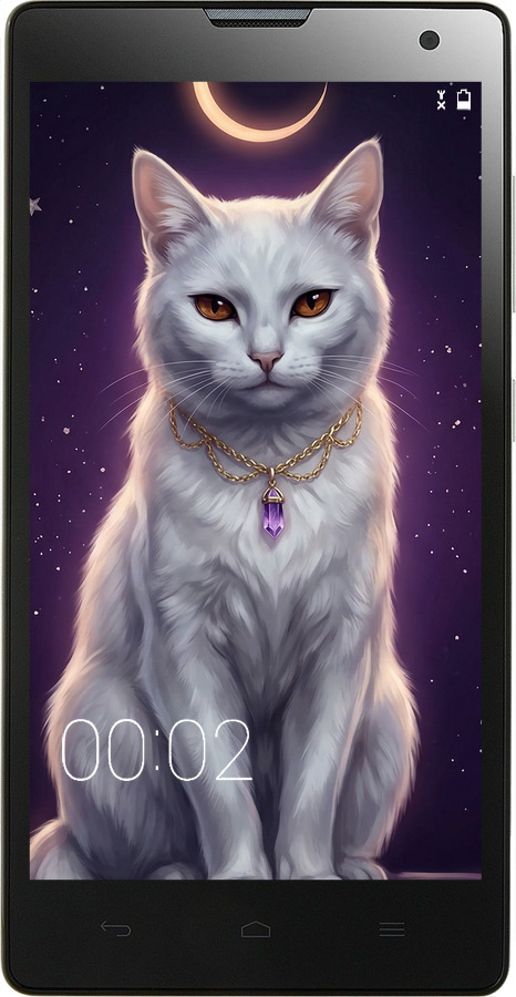 Силиконовый чехол Mystic White Cat Gothic Dark Purple Gold для Huawei Honor 3C - 6805u-307 изображение 
