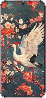 Силиконовый чехол Сакура и аист для Huawei Honor 400 5G - 6108u-4017 изображение 