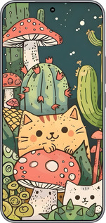 Силиконовый чехол Коты грибы для Huawei Honor 400 5G - 6321u-4017 изображение 