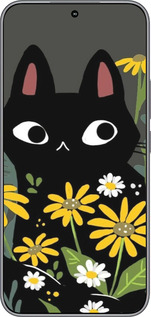 Силиконовый чехол Черный кот с цветами для Huawei Honor 400 5G - 6448u-4017 изображение 
