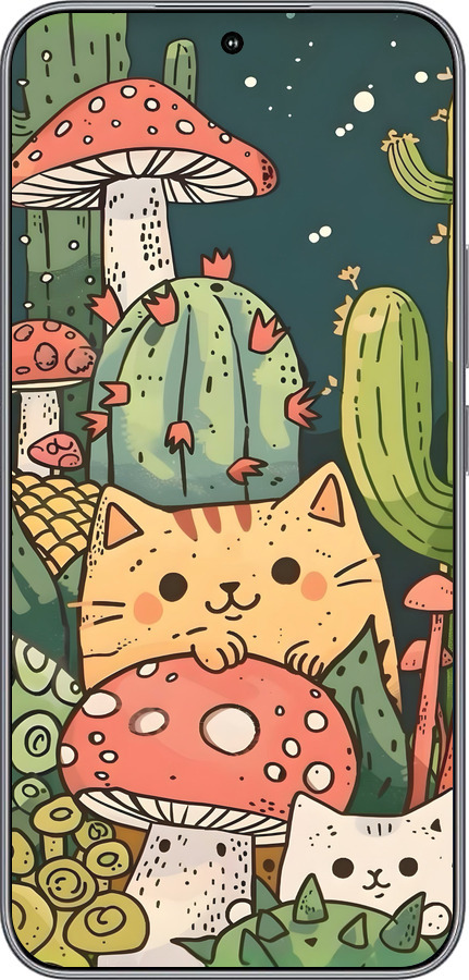 Силиконовый чехол Коты грибы для Huawei Honor 400 5G - 6321u-4017 изображение 