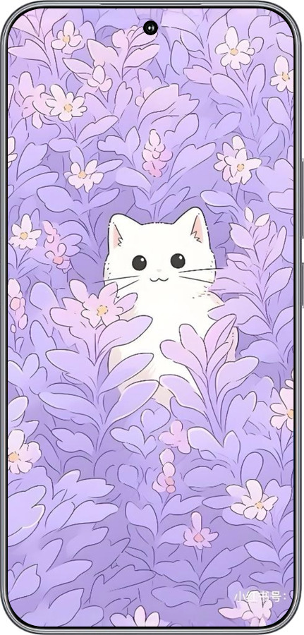 Силиконовый чехол Котик в цветах для Huawei Honor 400 5G - 6390u-4017 изображение 