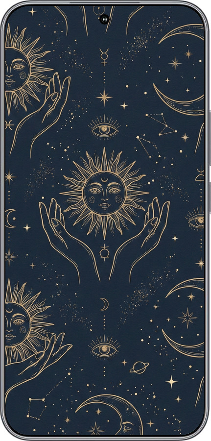 Силиконовый чехол Celestial Harmony: Sun & Moon Gold Mystic Pattern для Huawei Honor 400 5G - 6778u-4017 изображение 