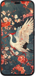 Силиконовый чехол Сакура и аист для Huawei Honor 400 Lite 5G - 6108u-3993 изображение 