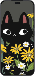 Силиконовый чехол Черный кот с цветами для Huawei Honor 400 Lite 5G - 6448u-3993 изображение 