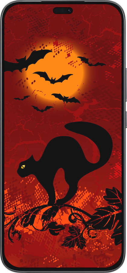 Силиконовый чехол Чёрная кошка под луной для Huawei Honor 400 Lite 5G - 1190u-3993 изображение 