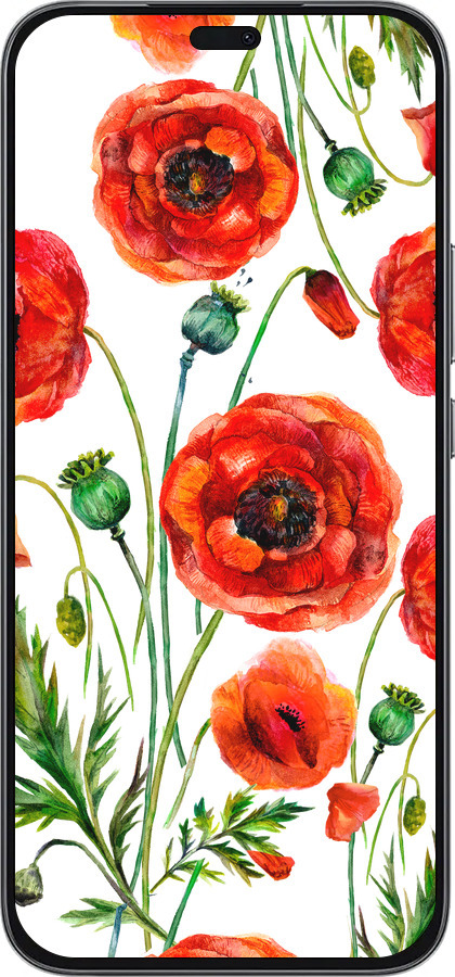 Силиконовый чехол Нарисованные маки для Huawei Honor 400 Lite 5G - 4278u-3993 изображение 