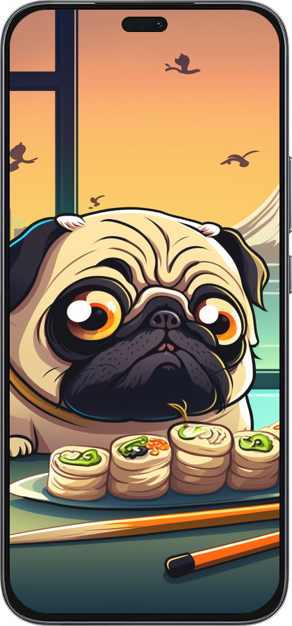 Силиконовый чехол Мопс и суши для Huawei Honor 400 Lite 5G - 5588u-3993 изображение 