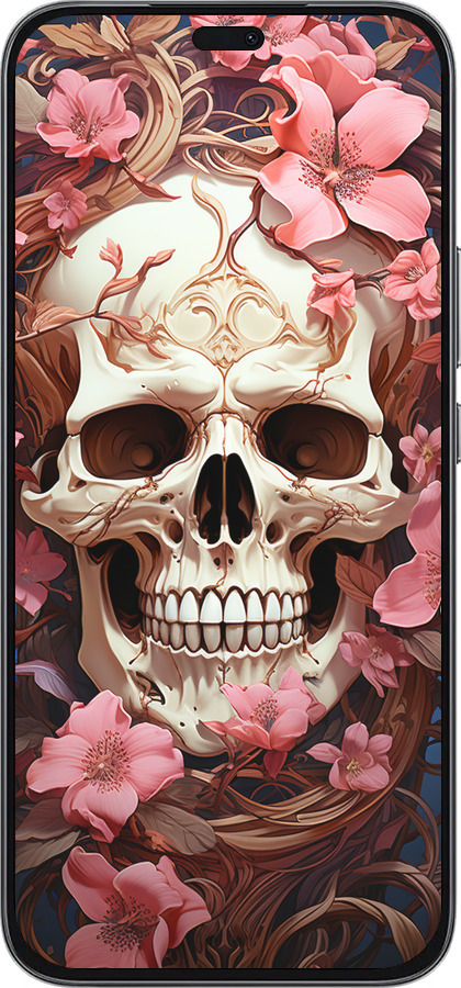 Силиконовый чехол Череп в розовых цветах для Huawei Honor 400 Lite 5G - 5965u-3993 изображение 