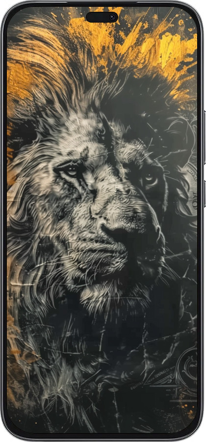 Силиконовый чехол Лев в золотых красках для Huawei Honor 400 Lite 5G - 6155u-3993 изображение 