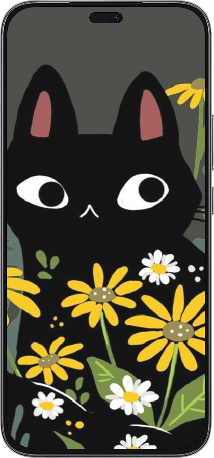 Силиконовый чехол Черный кот с цветами для Huawei Honor 400 Lite 5G - 6448u-3993 изображение 