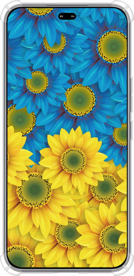 Силикон с усиленными углами чехол Жёлто-голубые цветы для Huawei Honor 400 PRO 5G - 1048sp-4036 изображение 
