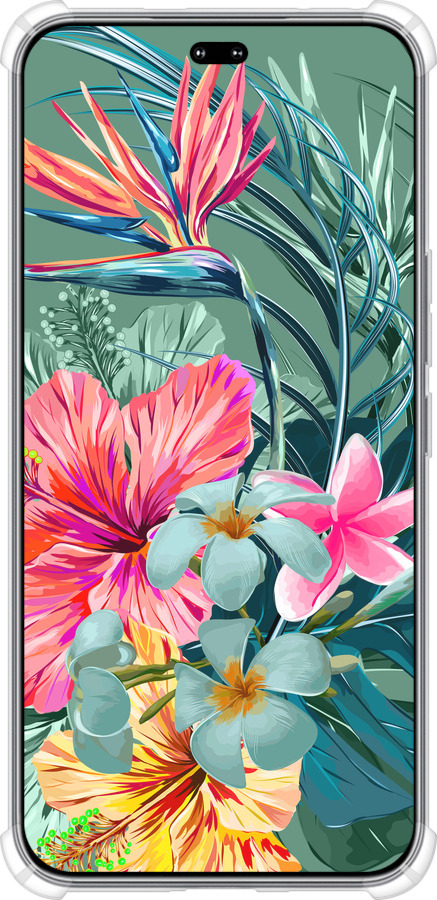 Силикон с усиленными углами чехол Тропические цветы v1 для Huawei Honor 400 PRO 5G - 4667sp-4036 изображение 