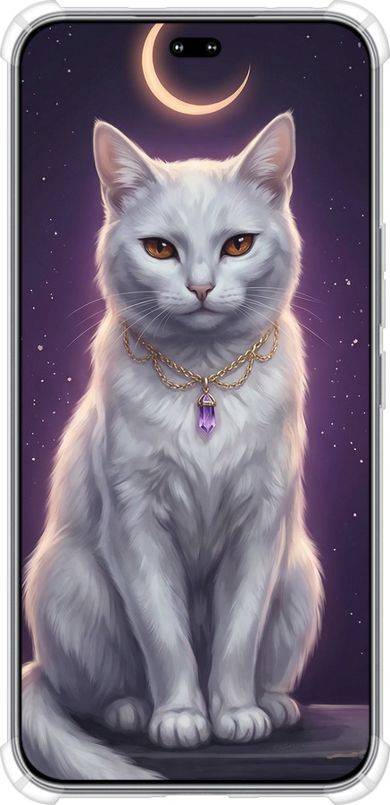Силикон с усиленными углами чехол Mystic White Cat Gothic Dark Purple Gold для Huawei Honor 400 PRO 5G - 6805sp-4036 изображение 
