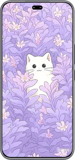 Силиконовый чехол Котик в цветах для Huawei Honor 400 PRO 5G - 6390u-4036 изображение 