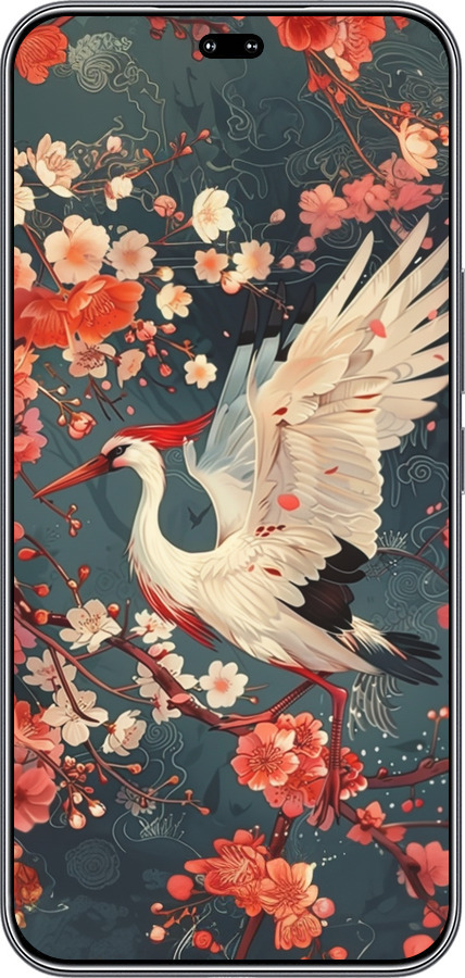 Силиконовый чехол Сакура и аист для Huawei Honor 400 PRO 5G - 6108u-4036 изображение 