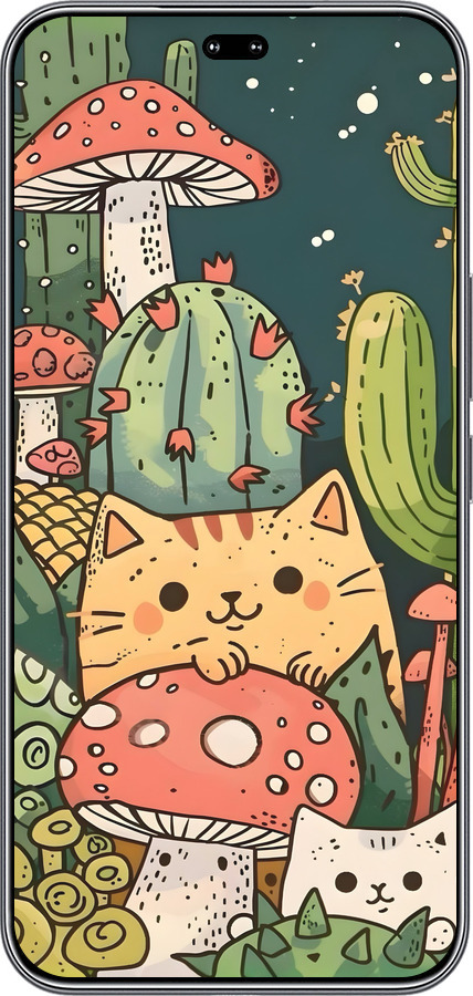 Силиконовый чехол Коты грибы для Huawei Honor 400 PRO 5G - 6321u-4036 изображение 