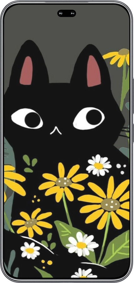 Силиконовый чехол Черный кот с цветами для Huawei Honor 400 PRO 5G - 6448u-4036 изображение 