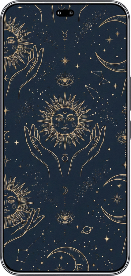 Силиконовый чехол Celestial Harmony: Sun & Moon Gold Mystic Pattern для Huawei Honor 400 PRO 5G - 6778u-4036 изображение 