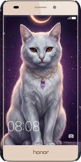 3D пластиковый матовый чехол Mystic White Cat Gothic Dark Purple Gold для Huawei Honor 5C - 6805m-356 изображение 