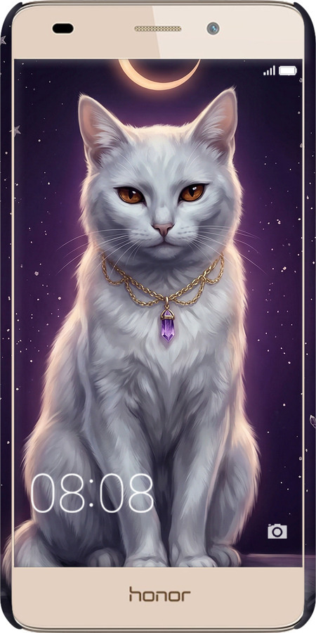 3D пластиковый матовый чехол Mystic White Cat Gothic Dark Purple Gold для Huawei Honor 5C - 6805m-356 изображение 