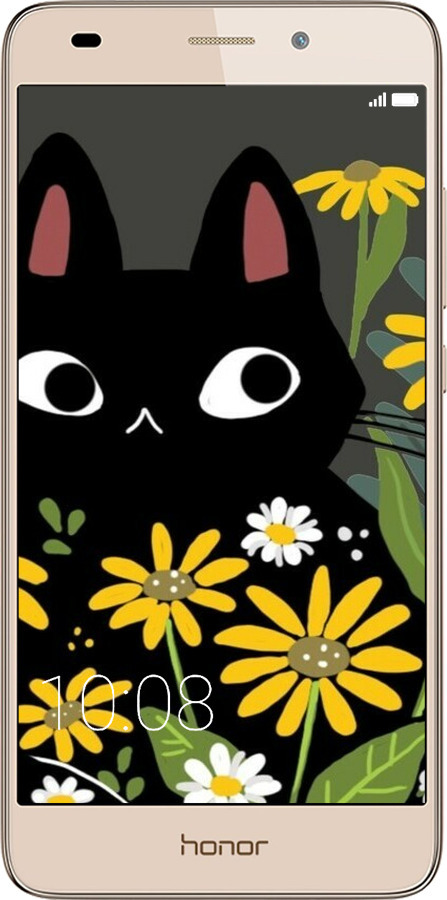 Силиконовый чехол Черный кот с цветами для Huawei GT3 - 6448u-472 изображение 