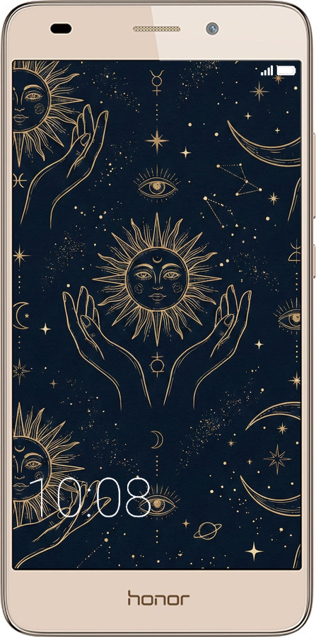 2D пластиковый чехол Celestial Harmony: Sun & Moon Gold Mystic Pattern для Huawei GT3 - 6778t-472 изображение 