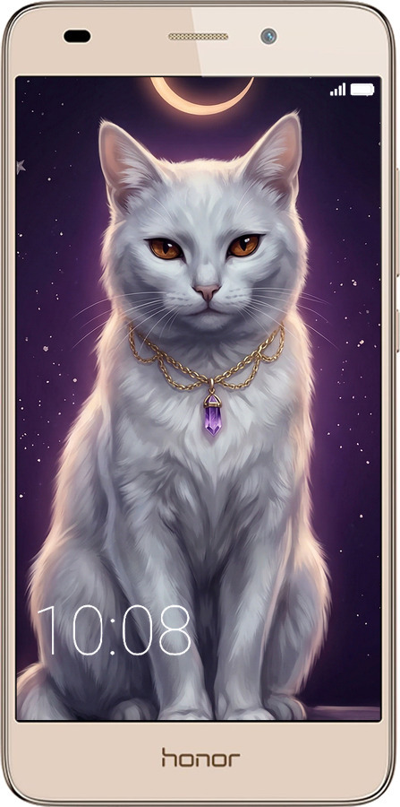 2D пластиковый чехол Mystic White Cat Gothic Dark Purple Gold для Huawei Honor 5C - 6805t-356 изображение 