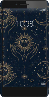 3D пластиковый матовый чехол Celestial Harmony: Sun & Moon Gold Mystic Pattern для Huawei Honor 5X - 6778m-176 изображение 