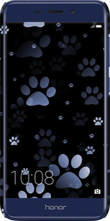 3D пластиковий матовий чехол З синіми відбитками лап для Huawei Honor 6C Pro - 6441m-1358 изображение 