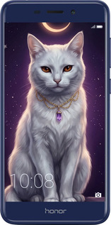 Силиконовый чехол Mystic White Cat Gothic Dark Purple Gold для Huawei Honor 6C Pro - 6805u-1358 изображение 