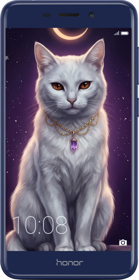 Силиконовый чехол Mystic White Cat Gothic Dark Purple Gold для Huawei Honor 6C Pro - 6805u-1358 изображение 