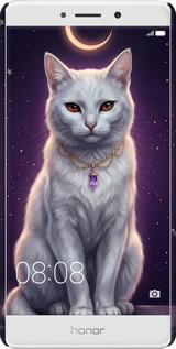 3D пластиковий матовий чехол Mystic White Cat Gothic Dark Purple Gold для Huawei GR5 2017 - 6805m-473 изображение 