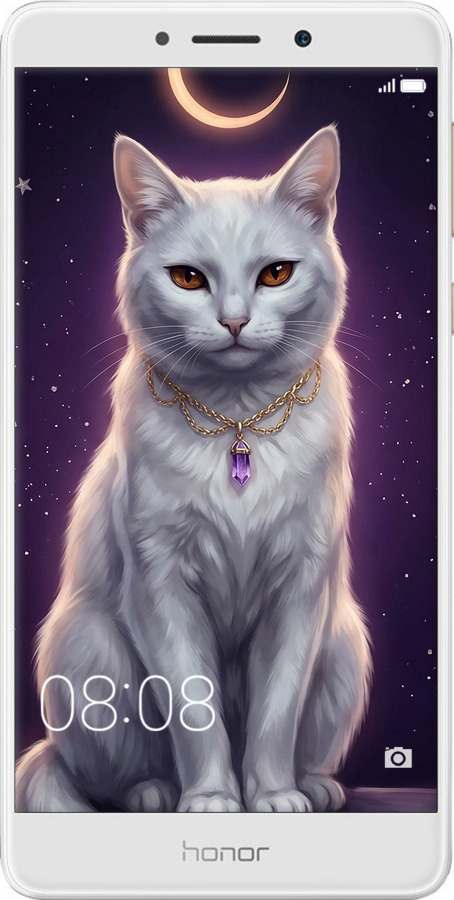 2D пластиковий чехол Mystic White Cat Gothic Dark Purple Gold для Huawei Mate 9 Lite - 6805t-474 изображение 