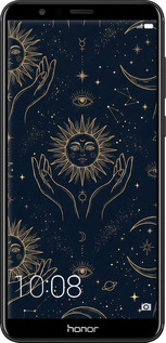 2D пластиковый чехол Celestial Harmony: Sun & Moon Gold Mystic Pattern для Huawei Honor 7X - 6778t-1139 изображение 