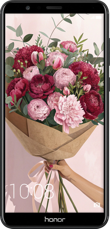 Силиконовый чехол Пионы 1 для Huawei Honor 7X - 6705u-1139 изображение 