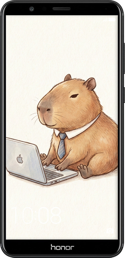 2D пластиковый чехол Funny Capybara CEO Working для Huawei Honor 7X - 6777t-1139 изображение 