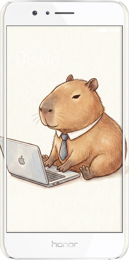 3D пластиковый матовый чехол Funny Capybara CEO Working для Huawei Honor 8 - 6777m-351 изображение 