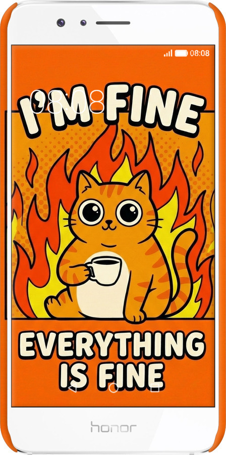 3D пластиковый матовый чехол Funny Cat для Huawei Honor 8 - 6786m-351 изображение 