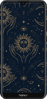 3D пластиковий матовий чехол Celestial Harmony: Sun & Moon Gold Mystic Pattern для Huawei Y6s - 6778m-1871 изображение 