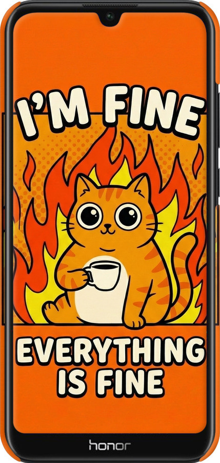 3D пластиковый матовый чехол Funny Cat для Huawei Y6s - 6786m-1871 изображение 