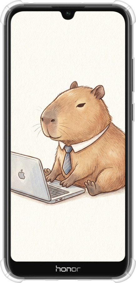 Силикон с усиленными углами чехол Funny Capybara CEO Working для Huawei Y6s - 6777sp-1871 изображение 