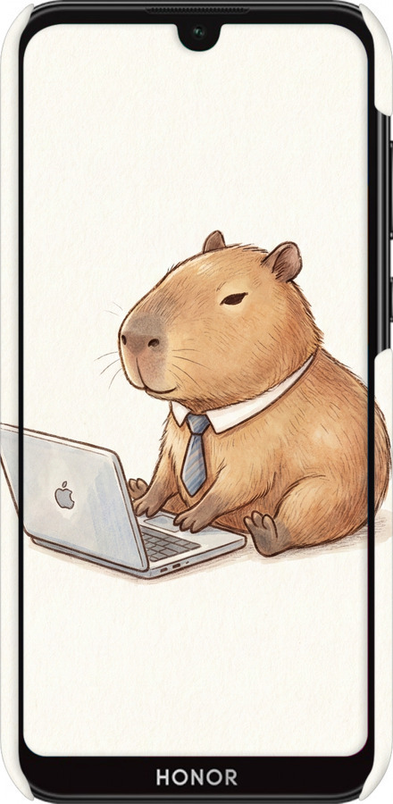 3D пластиковый матовый чехол Funny Capybara CEO Working для Huawei Honor 8S - 6777m-1679 изображение 